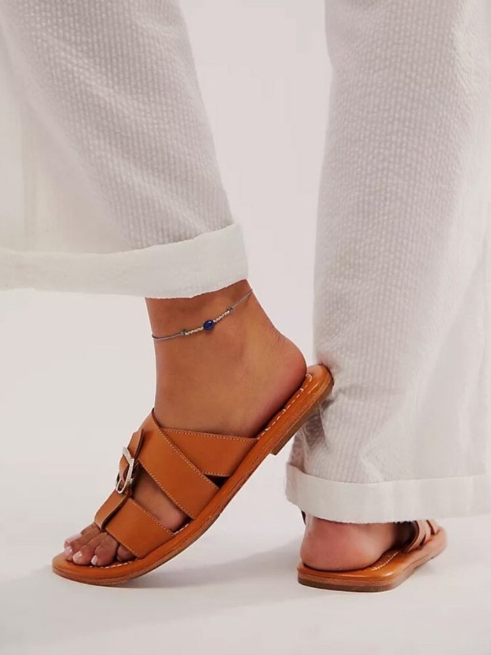 Nwob Free People Tan Sloan Buckle Sandals Sz: 7 — image 3 of 6